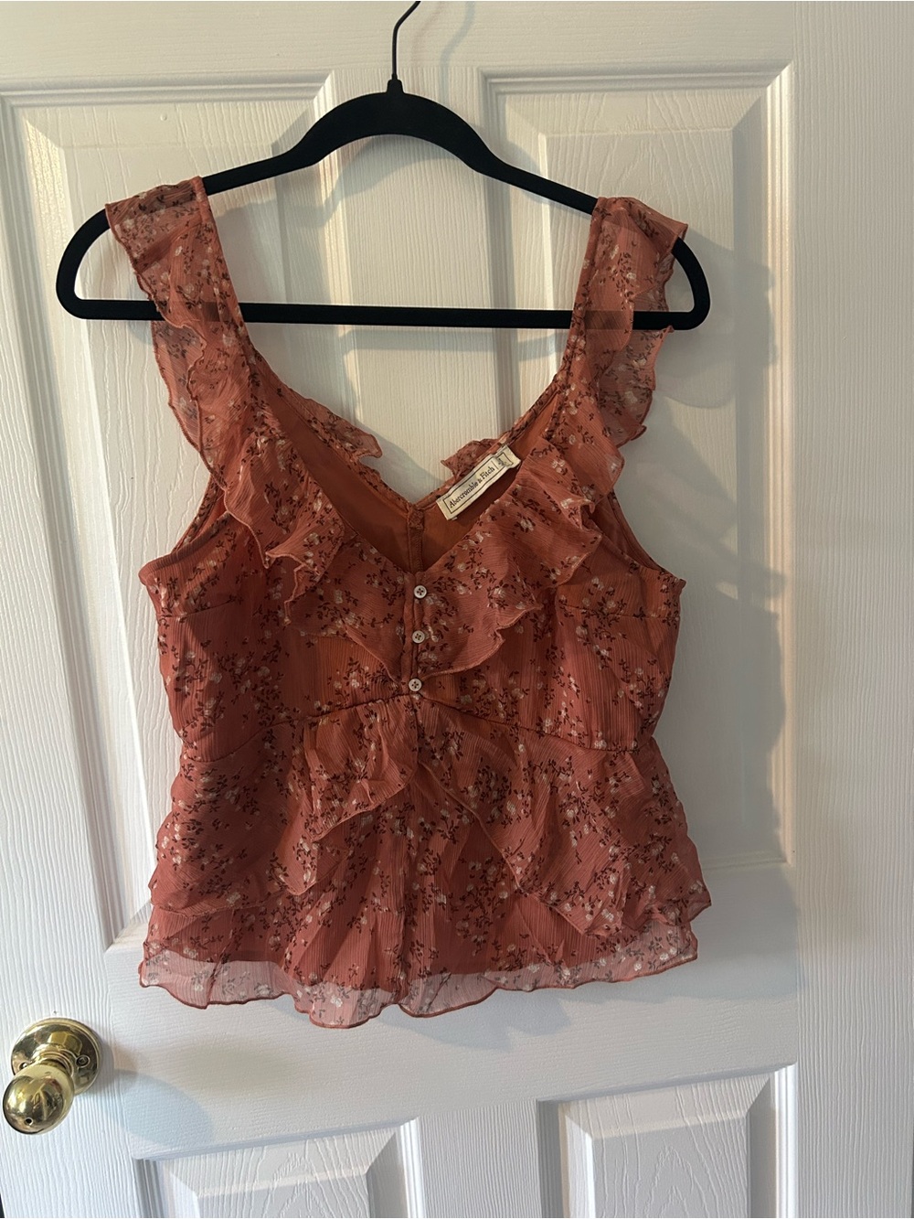 Abercrombie & Fitch Dusty Rose Floral Ruffle Camisole